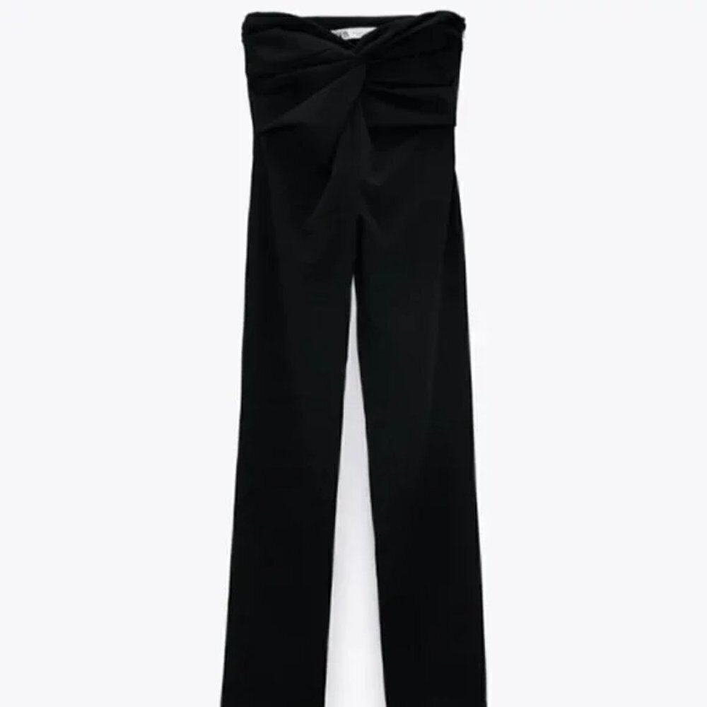 ZARA BLACK KNOT STRAIGHT LEG TROUSERS